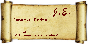 Janszky Endre névjegykártya